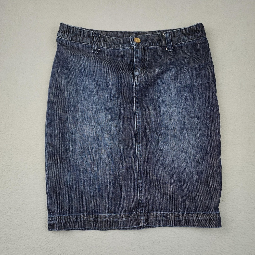 Lilly Pulitzer Skirt Womens 0 Blue Denim Above Knee Length Pencil Stretch Casual